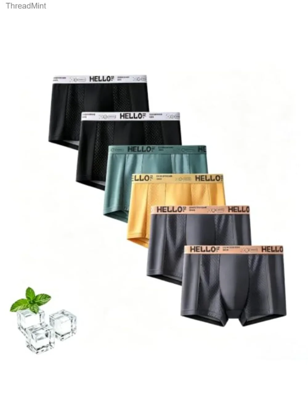 6-Pack Men's Mesh Boxer Briefs Silky Cooling Underwear Moisture Wicking